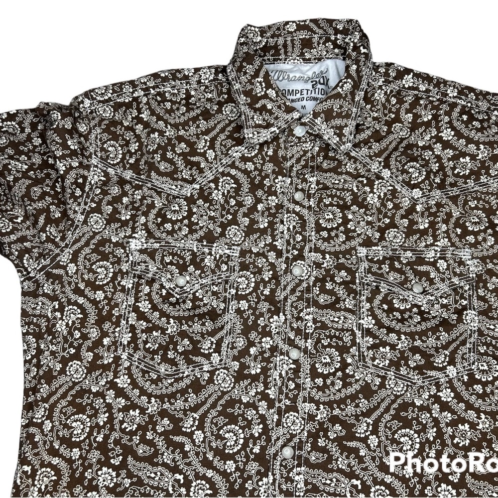Wrangler 20X competition floral print western shirt with pearl snaps mens M
